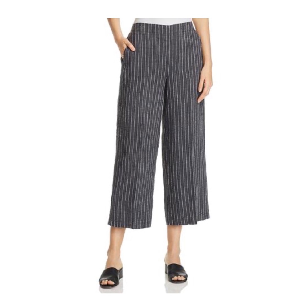 NWT Eileen Fisher Striped Wide Cropped Leg Pant
